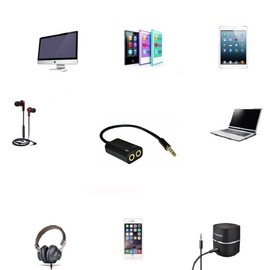 Mr. Gadget's Solutions Headphone Mic Splitter Adapter 3.5mm Stereo Audio Y Splitter Male to 2 Female Audio Microphone Y Aux Jack Cable Compatible with,Laptop, Gaming Headset,Phone External Mic