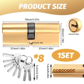 80mm(40/40) Thumb Turn Euro Cylinder Lock,High-Security Door Barrel Lock with 8 Keys,Anti-Snap Anti-Drill Anti-Bump Anti-Pick Features,Solid Brass Barrel for UPVC Wooden Patio and Composite Doors