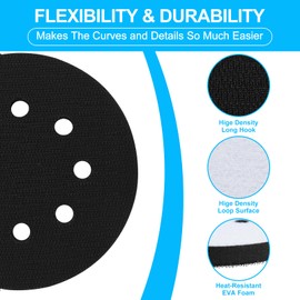 5 Packs 5 Inch Foam Sanding Pads, Flexibility & Durability, Premium 8 Holes Sponge Cushion Buffer Backing Pad, Less Clogging, Hook and Loop Soft Density Interface Pads, Strong Adhesion