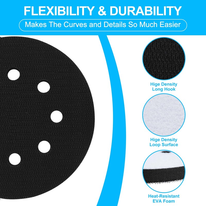 5 Packs 5 Inch Foam Sanding Pads, Flexibility & Durability,