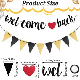 DOPENSPI Welcome Back Garland with Bunting, Black Welcome Back Garland Glitter Welcome Home Decoration Warm Welcome Garlands for Classroom School Season Family Party Decoration (Black)
