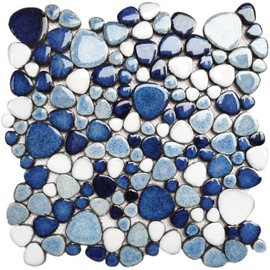 Parrotile Blue Shower Floor Pebbles Tile Bathroom Mosaic Backsplash Wall Tiles (5 Sheets)
