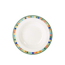 Villeroy & Boch Twist Alea Caro Rim Soup, 9.5 in, White/Multicolored