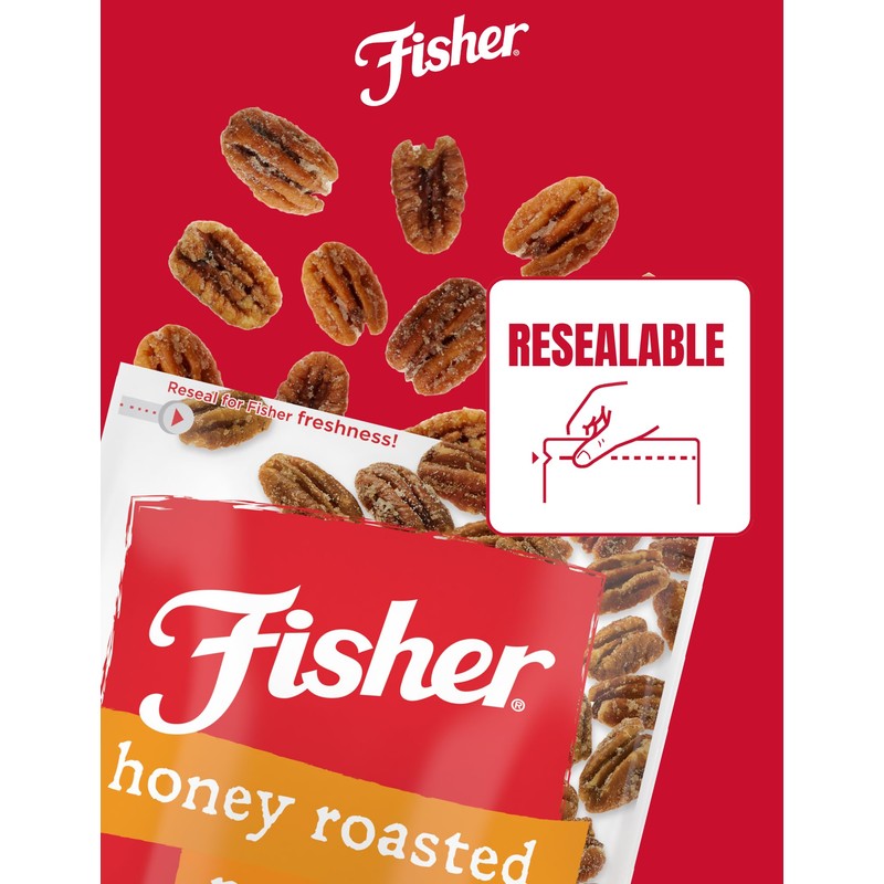 Fisher Snack Honey Roasted Pecans, 4.5 oz (Pack of 1),