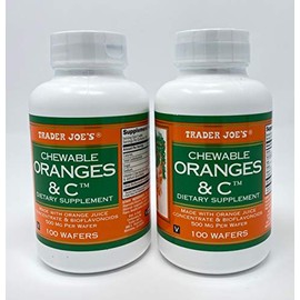2 Bottles Trader Joe's Chewable Oranges & C Dietary Supplement