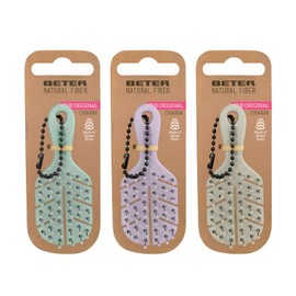 Beter - Pack of 3 Natural Fiber Charm Brushes, XSS Size, Includes Chain to Hang on Bag, Backpack, or Pants