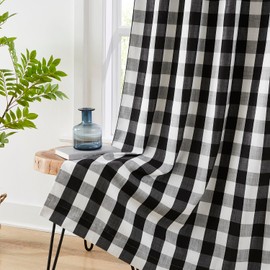 Amzdecor Black White Buffalo Plaid Full Blackout Curtains 84 Inch Long for Bedroom Living Room Farmhouse Check Patterned Drapes Thermal Insulated Soundproof Grommet Window Treatment, 2 Panels, 40"x84"
