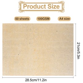 50 Sheets Vintage Paper, A4 Parchment Paper for Craft, Parchment Certificate Paper, 100GSM Certificate Paper A4 for Printer, Papyrus Paper Handmade Paper for Craft Writing