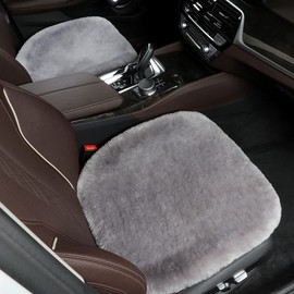 LLB Genuine Sheepskin Car Seat Cushion Seat Covers for Cars Trucks SUV Comfort Seat Protector Pad for Car Driver Seat Car Accessories (Grey, 2 Front Seat Cushions & Bench Seat Cushion-3 Pcs)