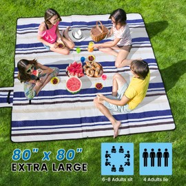 sapsisel Picnic Blankets,80''x80'' Extra Large Picnic Blankets,Outdoor Picnic Blankets Waterproof Foldable for 6 to 8 Adults,Picnic Mat for Camping Beach Grass Lawn Park