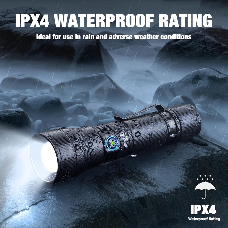 ULTRAFIRE 1500 Lumens Rechargeable Flashlight, Ultra-Bright, Zoomable & Magnetic, 5