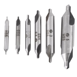 6pcs HSS 60 Degree Center Drill Bit Set 1/1.5/2/2.5/3/5mm Sizes for Milling Machine Lathes,High Speed Steel Centering Tip Drills for Precise Hole Positioning