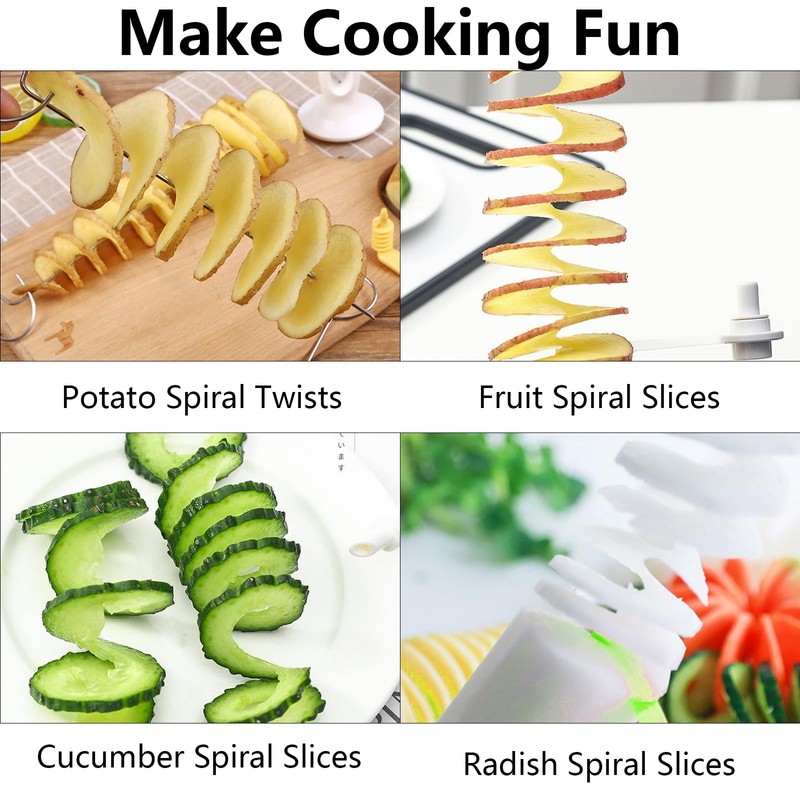 2Pcs Spiral Cutter Kit Stainless Steel Plastic Vegetables Spiralizers Manual