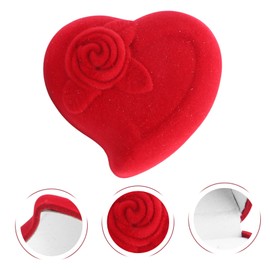 STOBAZA 2 Pack Heart Shaped Ring Boxes Flocked Jewelry Storage Case Wedding Ring Holder Compact Lightweight