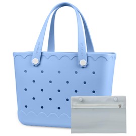 LiAYiD Rubber Beach Tote Bag Waterproof Large Capacity Travel Pool EVA Bags (Sky Blue New, X-Large)