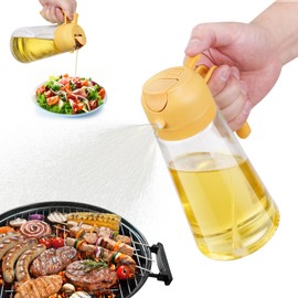 CHUBBY CHEEKS 20oz Kitchen Maiden 2-in-1 Oil Dispenser - 20oz Glass Oil Spray Bottle for Air Fryer, Salad, Frying, BBQ - Food-grade Oil Mister in Vibrant Orange