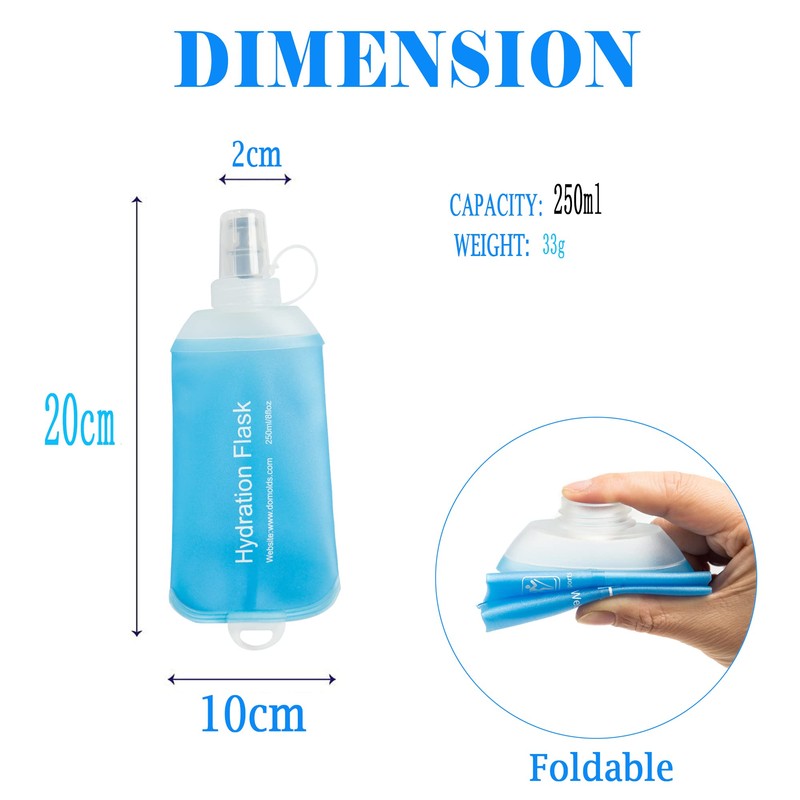 AXEN 250ML Soft Flask, TPU Foldable Running Hydration Flask, Soft