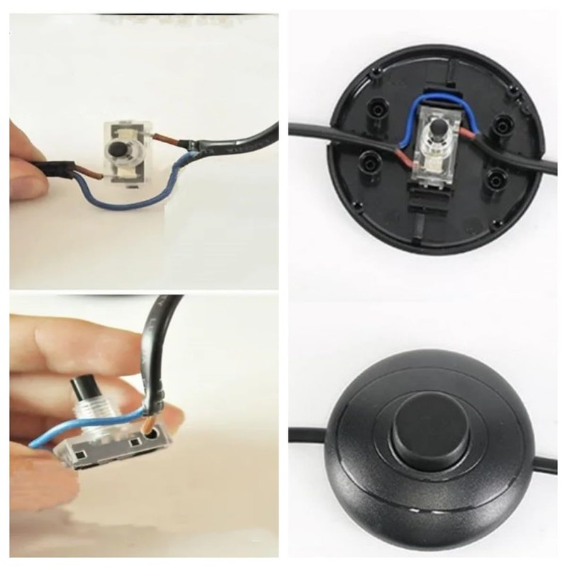 Tsnamay White Floor Foot Switch,Round Floor Foot Switch Inline, Plastic