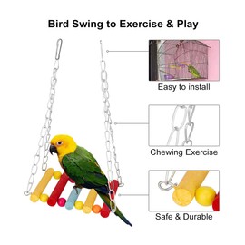 12 PCS Bird Parrot Cage Toys, Bird Hanging Swing Chewing Bells Toys For Cockatiels Conures Finches Small Parakeets Budgie