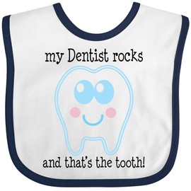 inktastic Dentist Rocks Tooth Baby Bib White and Navy Ddac