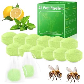 12 Pack Wasp and Bee Repellent Outdoor, Natural Peppermint Oil Carpenter Bee Repellent for Yellow Jackets, Hornets, Mud Wasps Deterrent for Indoor Outdoor Patio Garden Porch, Pet and Human Safe, Green