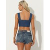 Allegra K Women's Denim Corset Tops Sleeveless Bustier Jeans Crop