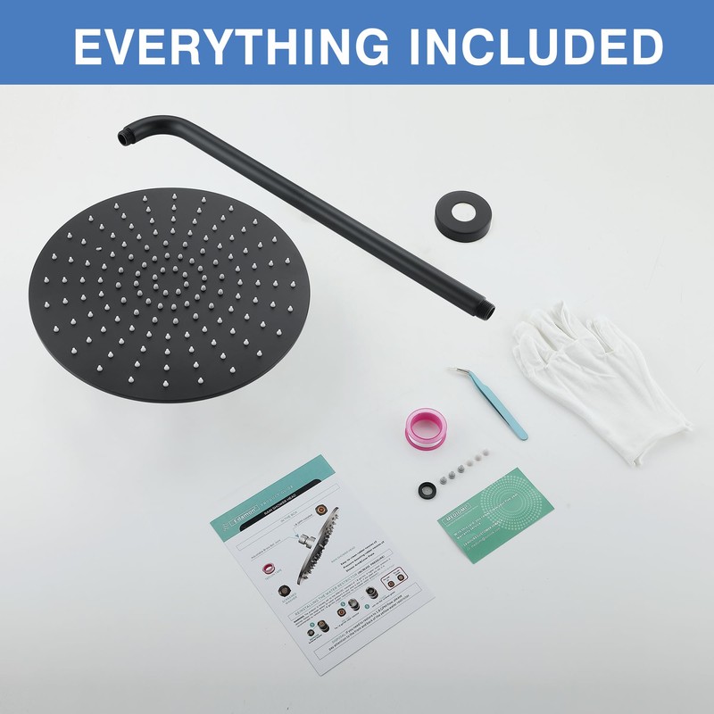 MEDIOMI Solid Metal Large Rain Shower Head, Round High Flow