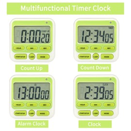 Tuffinix Digital Kitchen Countdown Timer - 24 Hours Large Display Count Up Down Timer Clock with Alarm Magnetic for Cooking classroom activity yoga and study.