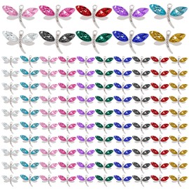 Framendino, colgantes de libélula de aleación, colgantes de libélula de color mixto, diamantes de metal, esmaltados para collares, pulseras, arete, joyería, 80 Pack, Metal, Diamantes de imitación