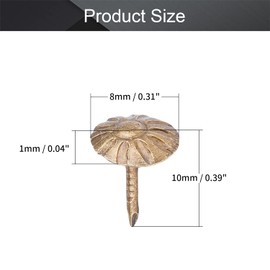 MroMax Upholstery Nails Tacks 0.31" Head Dia Iron Vintage Style Metal Round Thumb Push Pins 0.39" Height for Furniture Decoration Chair Hardware Cork Board Sofa Headboards Bronze Tone 50Pcs