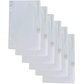 Vinyl Ring Binder Pockets - 9 ½ x 6 Inches - Fits All Standard Ring Binders - Zip Closure to Secure Your Belongings - 12-Pack