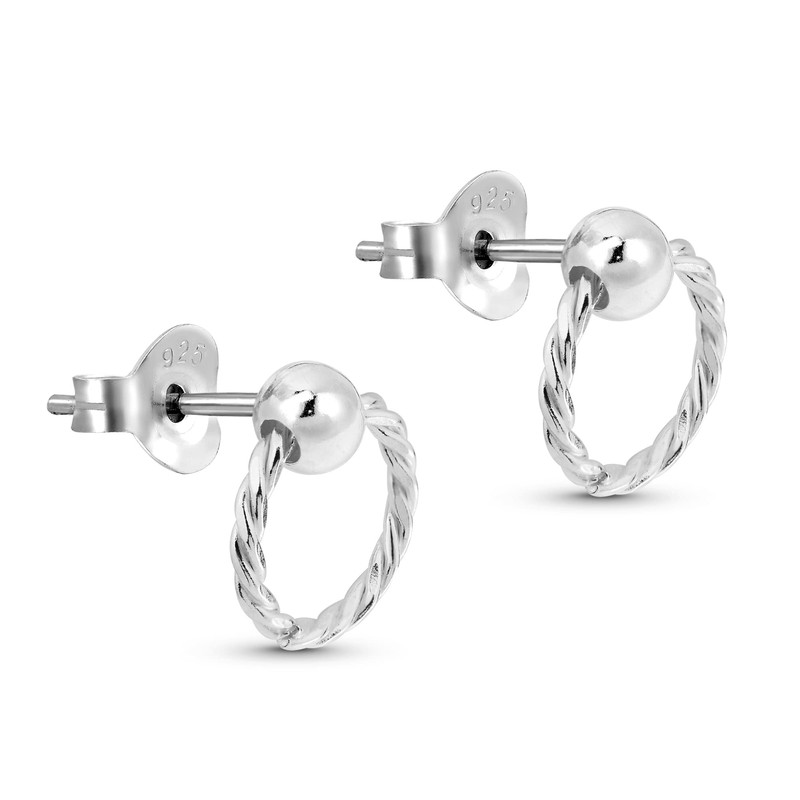 AeraVida Minimalist Beads and Twisted Open Circles Casual .925 Sterling