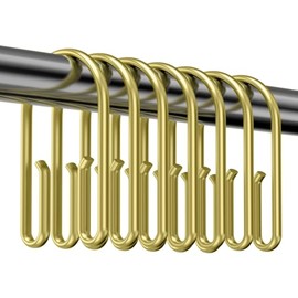 Ganchos Anillos de cortina de ducha dorados, anillos de cortina de ducha de doble cara, a prueba de óxido, 12 piezas ganchos de ducha para ducha interior, anillos de ducha dobles deslizantes suaves