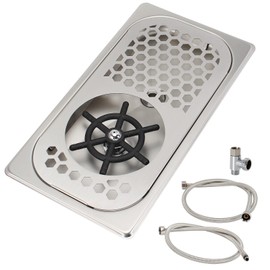 DIBTSA Pitcher Rinser, Espresso Rinser with Spray, Drain and Drip Tray, Stainless Steel Bar Glass Rinser for Sink, Cup Washer for Home Kitchen Hotel Cafe Restaurant (12.8x6.9x1.06 Inch)