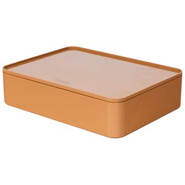Han 1110-83 ALLISON SMART-ORGANIZER, functional, stackable utensil box with interior tray and lid, Caramel Brown