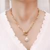 Baroque Silvery Freshwater Pearl Long Pendant Necklace Paperclip Toggle Drop