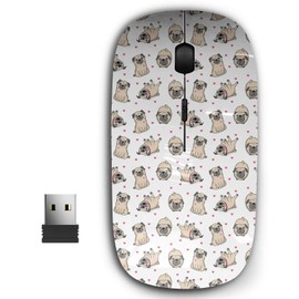 KAWAMOUSE 2.4G Ergonomic Portable USB Wireless Mouse for PC, Laptop, Computer, Notebook with Nano Receiver (Pugs)
