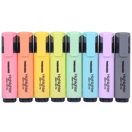 TWOHANDS Highlighters, 8 Assorted Pastel Colors, Chisel Tip Marker Pen, for Adults & Kids,with Large Ink Reservoir for Extra Long Marking Performance 20208