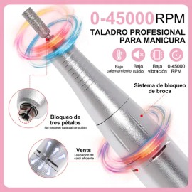 Taladro Portátil Profesional Para Esmalte De Uñas, 45000 Rpm                                                                                          