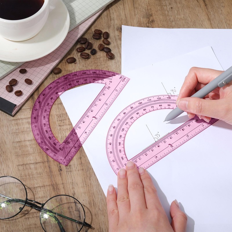 Zonon 2 Pcs 6 Inch Plastic Protractor Math Protractors 180