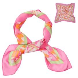 LXUEJIE Square Satin Head Scarf for Women, 27.5" Pink Square Silk Like Head Scarf Fashion Square Silk Scarf for Bag Hair Scarves Hair Wraps Valentines Day Gifts