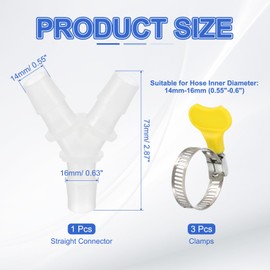 PATIKIL Drain Hose Connector 3-Way Washing Machine Drain Hose Adapter Plastic Hose Extension Adapter with 3Pcs Clamps for 0.55-0.6 Inch Air Conditioner Dishwasher Water Pipe