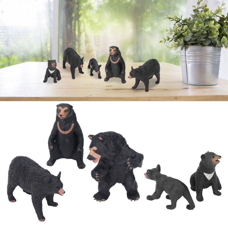 5pcs Black Bear Figure Toys Realistic Wild Animals Bear Action