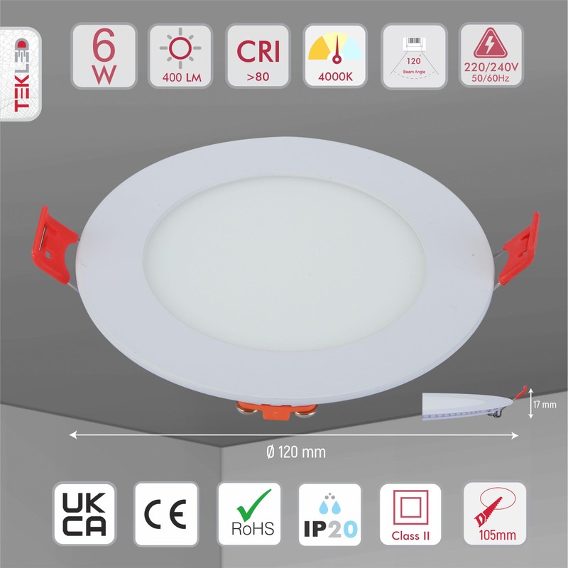 TEKLED LED Round Recessed Ceiling Light | Flat Panel Ultra