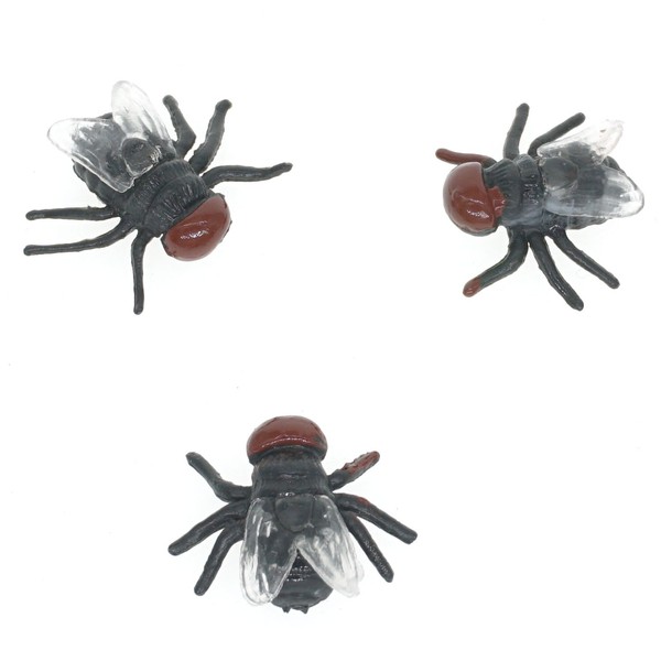 Cooplay 20pcs Fake Fly Flies Bug Plastic Mock Insects Reptile Joke Toys Prank Scary Trick Tricky Brains for Halloween Party