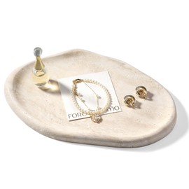 Koville Luxurious Natural Marble Vanity Tray, Cloud Shape Serving Stone Key Tray for Home Decor, 10" x 7" Marble Storage Trays for Bathroom, Stone Plate Holder for Perfume, Candle and Jewelry