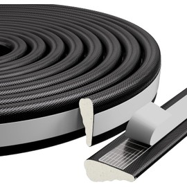 Guardapolvo y Protector para Puerta,Burletes de Cuña Puertas Ventanas,Tiras Sellado Alta Densidad,Burlete Autoadhesivo para Ventanas y Puertas,A Prueba de Insectos,A Prueba de Sonido (Negro, 5M)