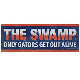 University of Florida The Swamp Slogan Wood Wall Decor - Large Florida Gators Sign - Only Gators Get Out Alive