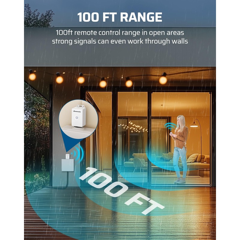 DEWENWILS Outdoor Wireless Light Switch and Receiver Kit IP65 Waterproof
