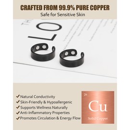 Jecanori 2PCS Magnetic Rings for Women Men,Adjustable 99% Copper Ring with 4pcs magnets with Gift Box(black)